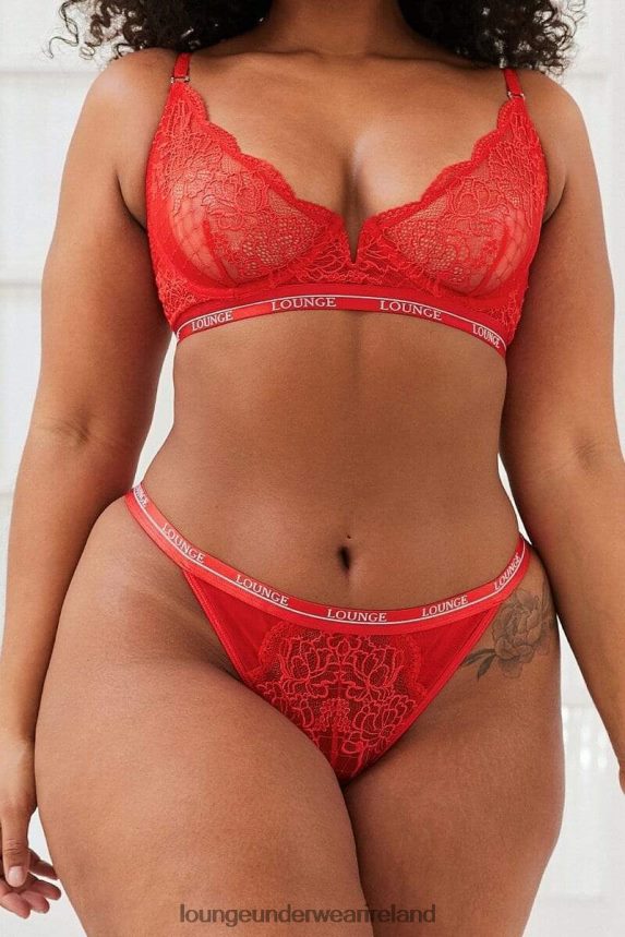 Lounge Underwear Women Royal Balcony Bra & Thong Set F2H42Z65 Red