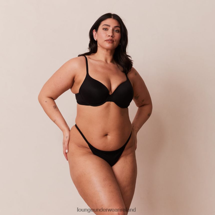 Lounge Underwear Women Sculpt Push-Up T-shirt Bra & G-string/Briefs Set F2H42Z115 Black