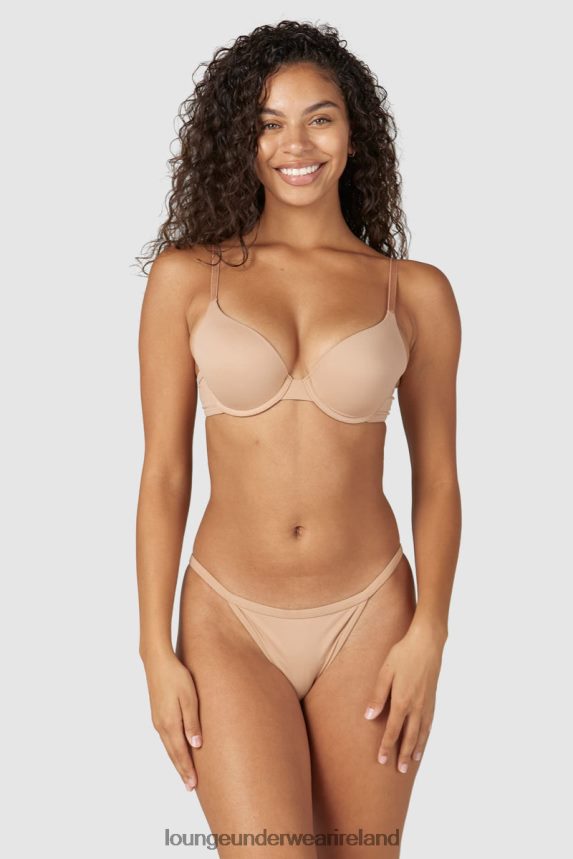 Lounge Underwear Women Sculpt Push-Up T-shirt Bra & Thong/Briefs Set F2H42Z79 Honey