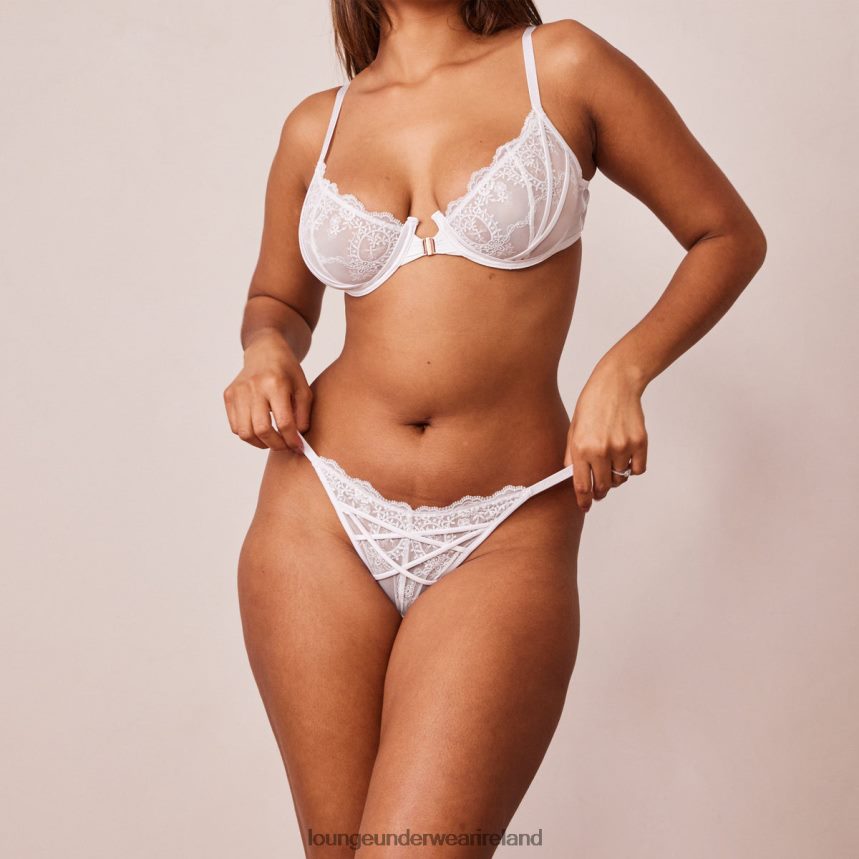 Lounge Underwear Women Seduce Front Fastening Balcony Bra & Thong/Briefs Set F2H42Z107 White