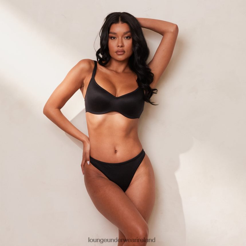 Lounge Underwear Women Sleek Mindful Bra & Thong/Briefs Set F2H42Z43 Black