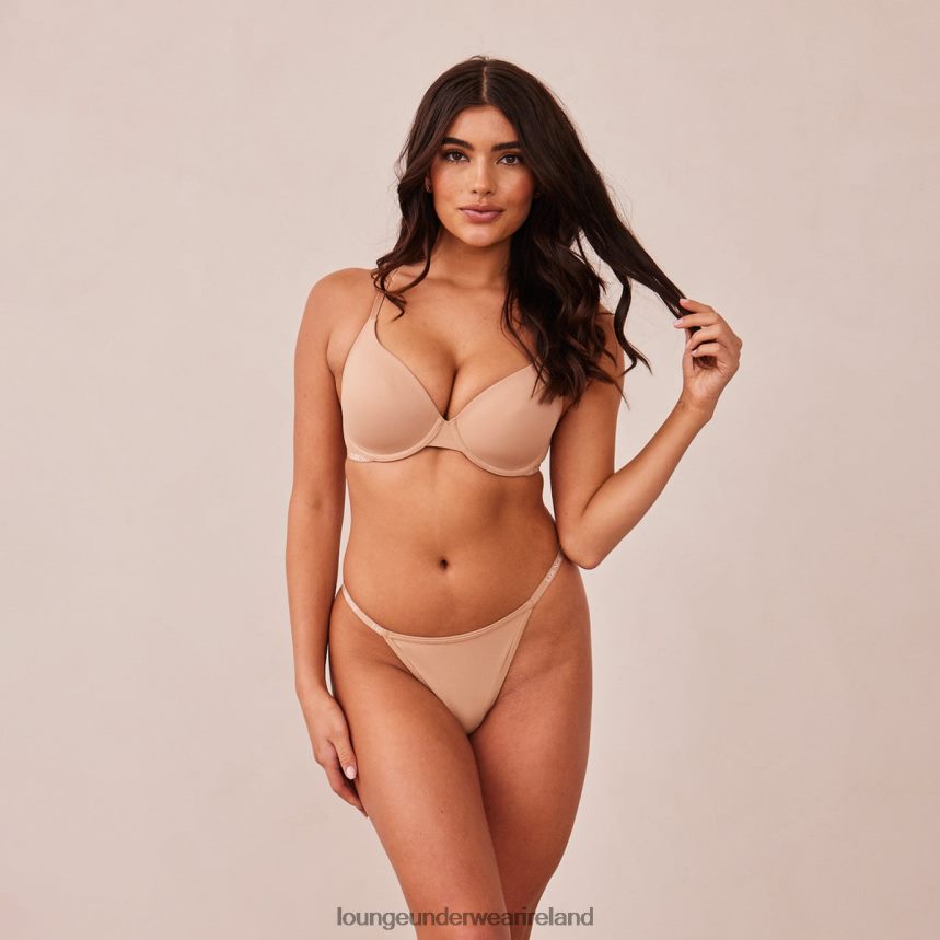 Lounge Underwear Women Smooth Classic T-shirt Bra & Thong/Briefs Set F2H42Z112 Honey