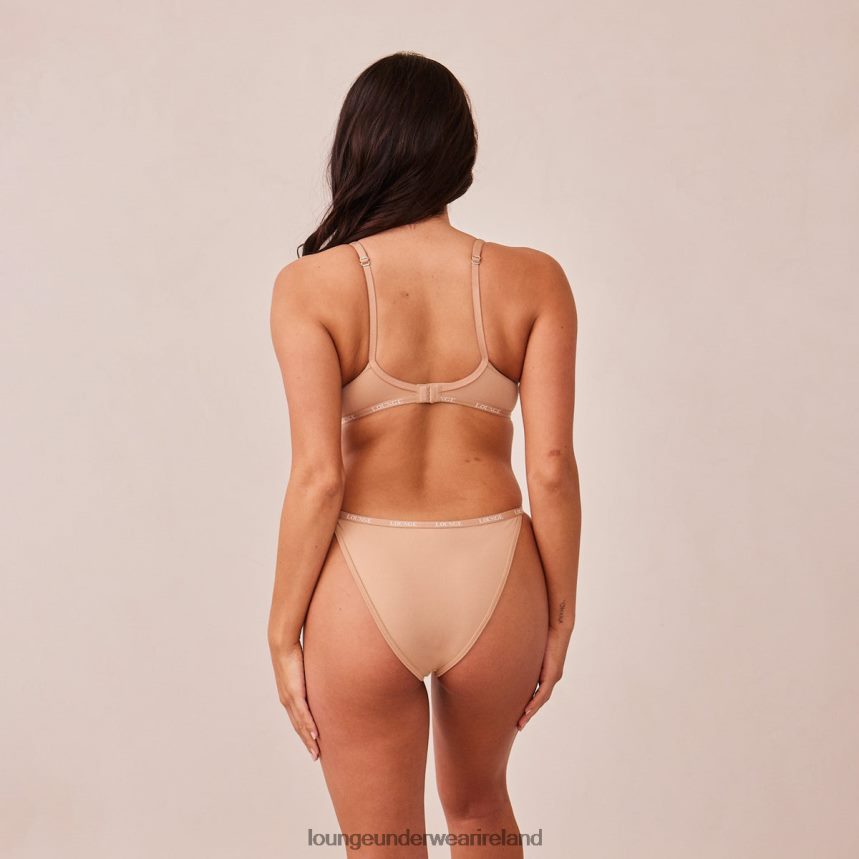 Lounge Underwear Women Smooth Classic T-shirt Bra & Thong/Briefs Set F2H42Z112 Honey