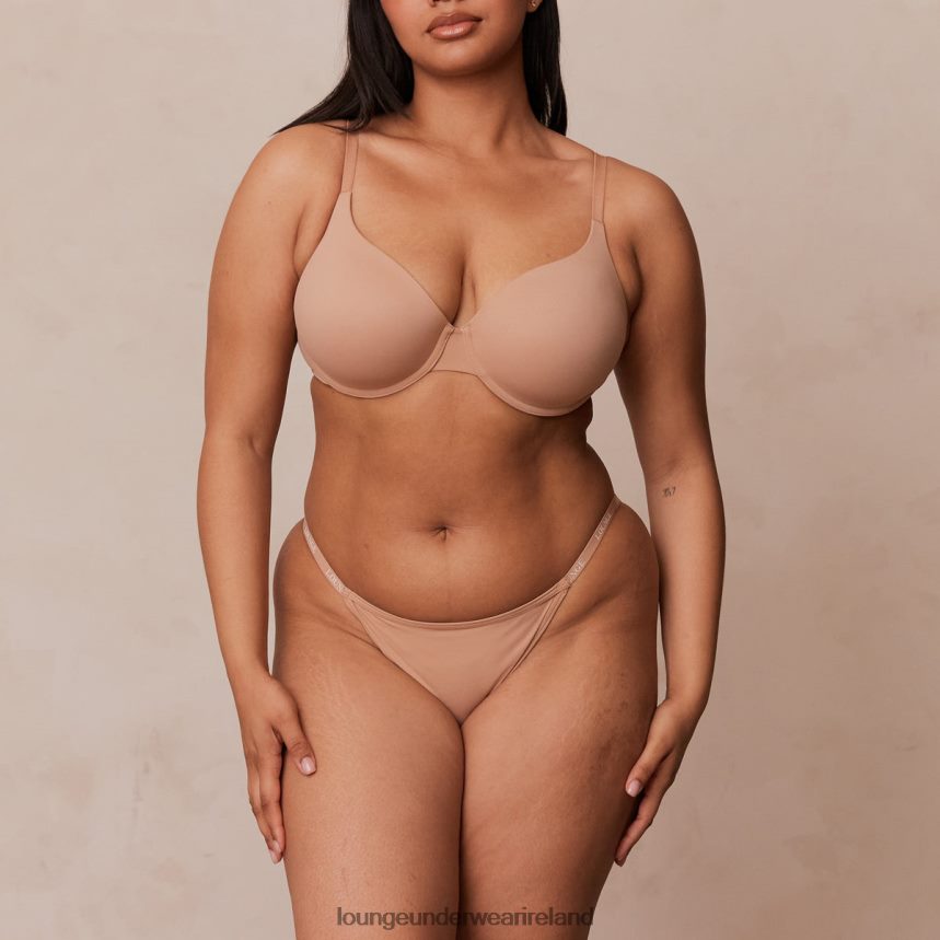 Lounge Underwear Women Smooth Classic T-shirt Bra & Thong/Briefs Set F2H42Z112 Honey