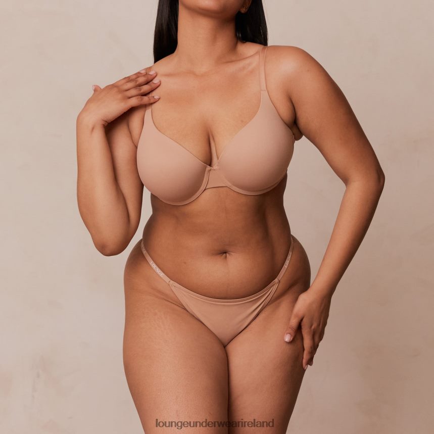 Lounge Underwear Women Smooth Classic T-shirt Bra & Thong/Briefs Set F2H42Z112 Honey