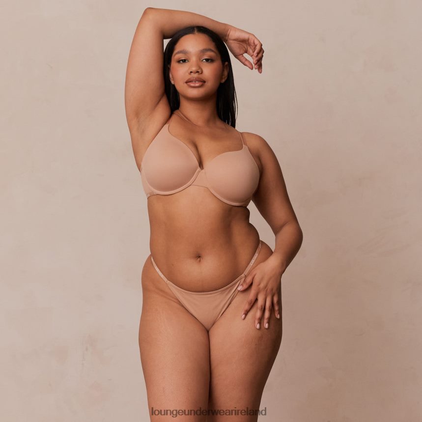 Lounge Underwear Women Smooth Classic T-shirt Bra & Thong/Briefs Set F2H42Z112 Honey