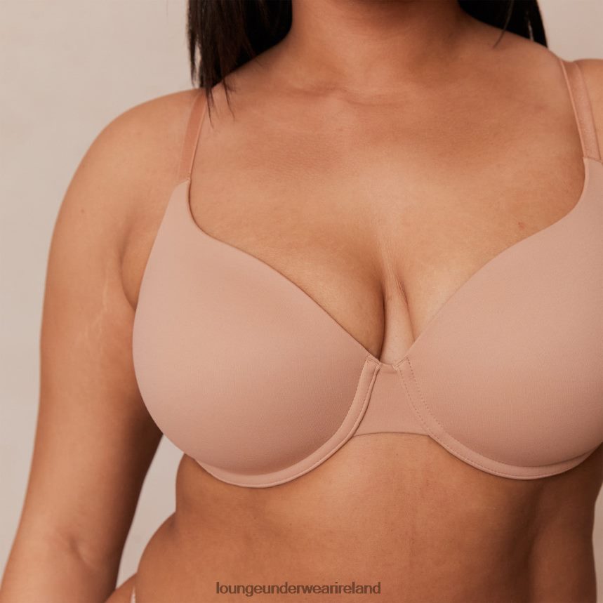 Lounge Underwear Women Smooth Classic T-shirt Bra & Thong/Briefs Set F2H42Z112 Honey