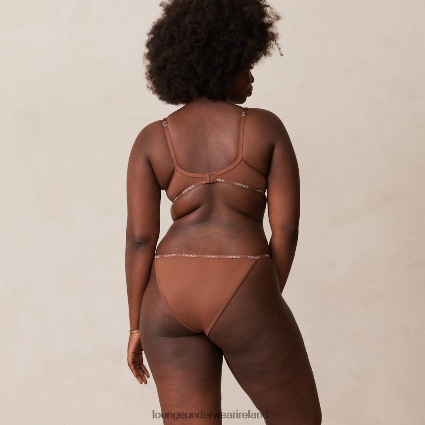 Lounge Underwear Women Smooth Classic T-shirt Bra & Thong/Briefs Set F2H42Z146 Chestnut