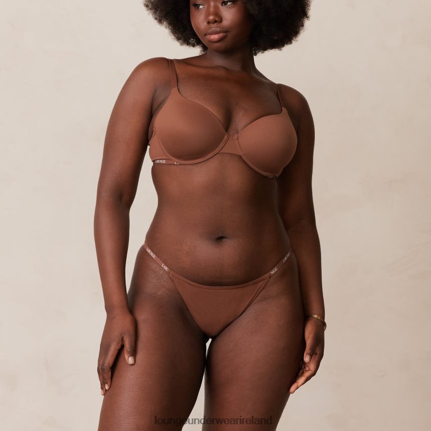 Lounge Underwear Women Smooth Classic T-shirt Bra & Thong/Briefs Set F2H42Z146 Chestnut