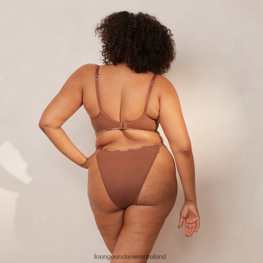 Lounge Underwear Women Smooth Classic T-shirt Bra & Thong/Briefs Set F2H42Z146 Chestnut