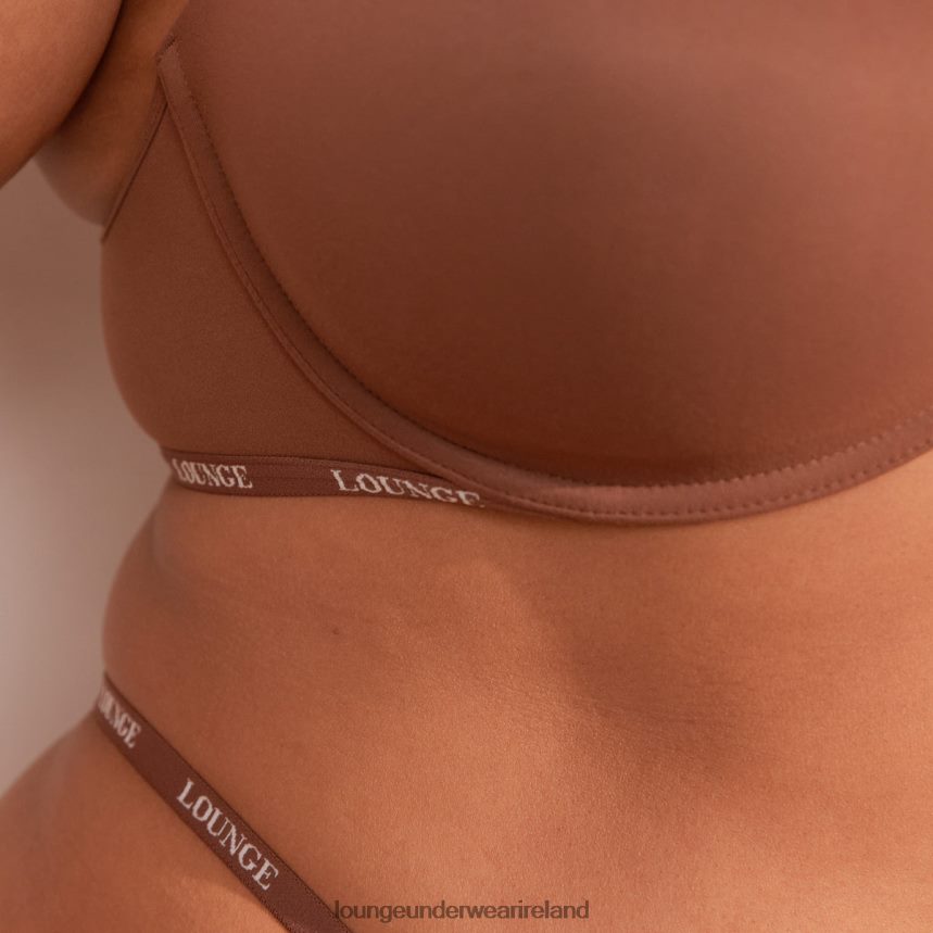 Lounge Underwear Women Smooth Classic T-shirt Bra & Thong/Briefs Set F2H42Z146 Chestnut