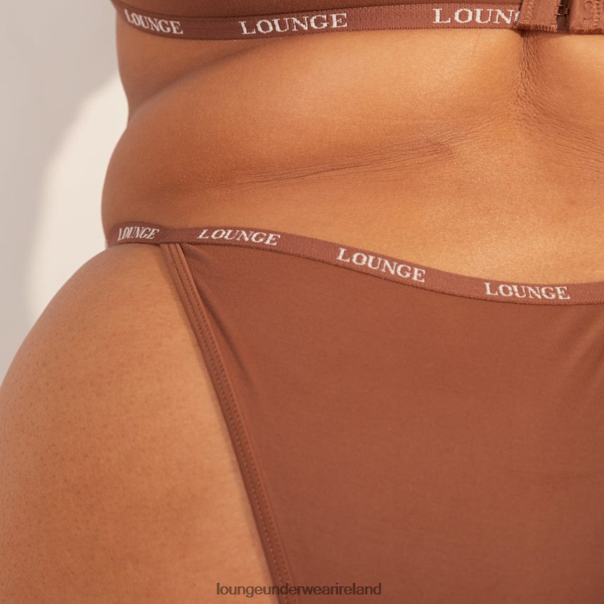 Lounge Underwear Women Smooth Classic T-shirt Bra & Thong/Briefs Set F2H42Z146 Chestnut