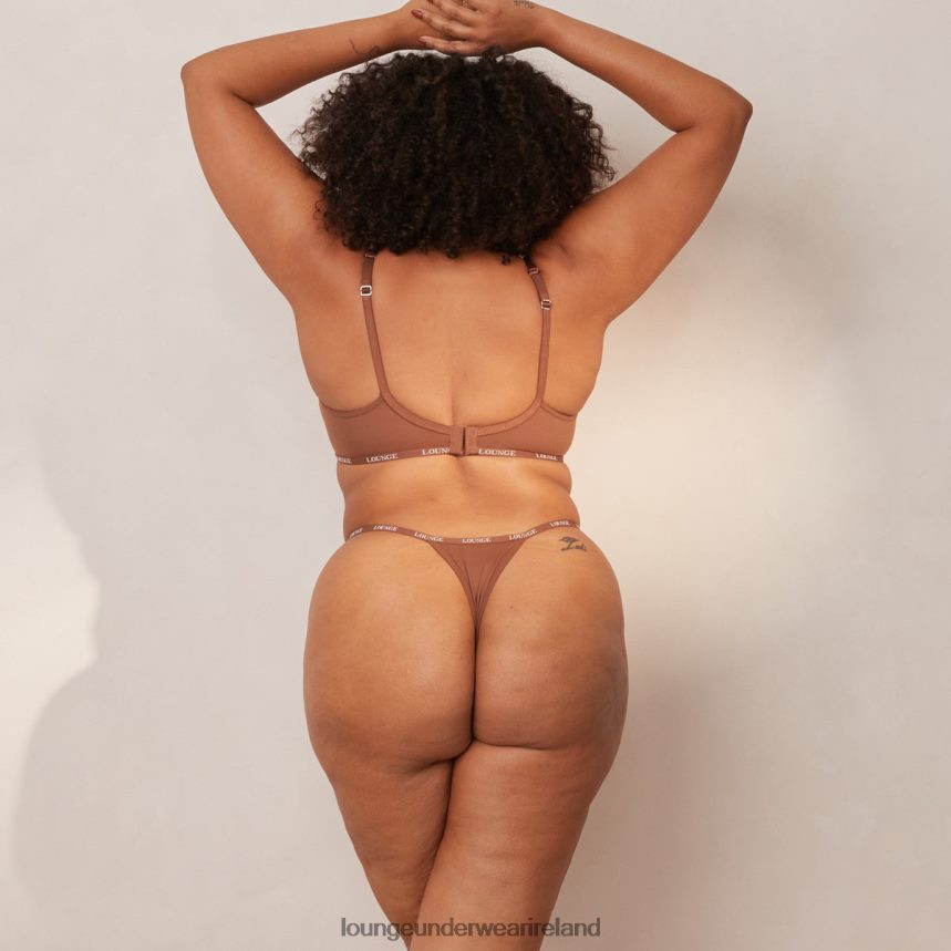 Lounge Underwear Women Smooth Classic T-shirt Bra & Thong/Briefs Set F2H42Z146 Chestnut