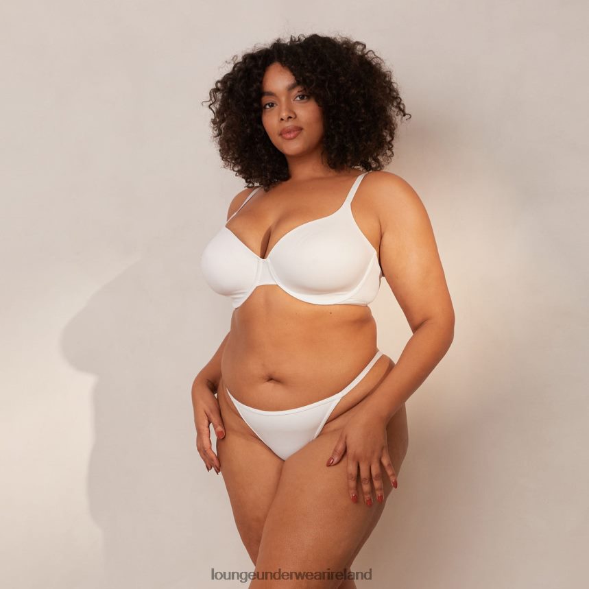 Lounge Underwear Women Smooth Classic T-shirt Bra & Thong/Briefs Set F2H42Z150 White