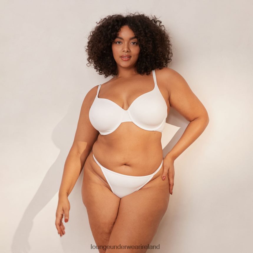 Lounge Underwear Women Smooth Classic T-shirt Bra & Thong/Briefs Set F2H42Z150 White