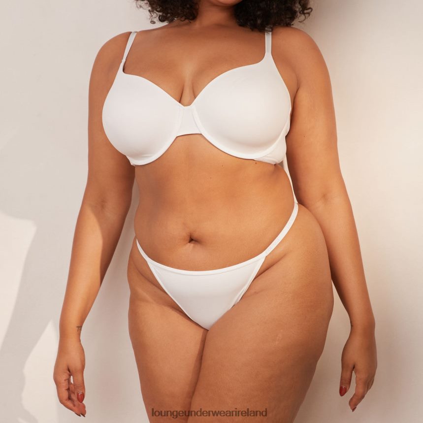 Lounge Underwear Women Smooth Classic T-shirt Bra & Thong/Briefs Set F2H42Z150 White