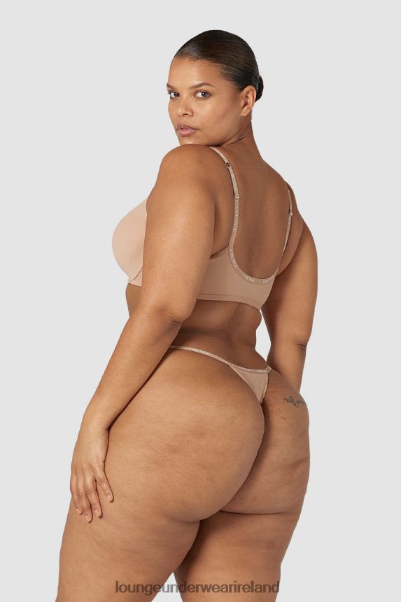 Lounge Underwear Women Smooth Front Fastening T-shirt Bra & Thong/Briefs Set F2H42Z148 Honey