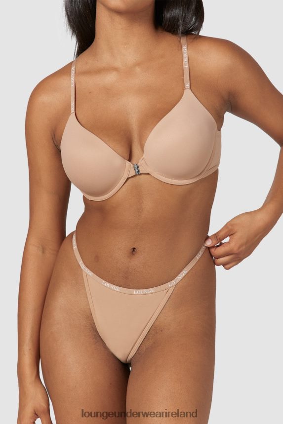 Lounge Underwear Women Smooth Front Fastening T-shirt Bra & Thong/Briefs Set F2H42Z148 Honey