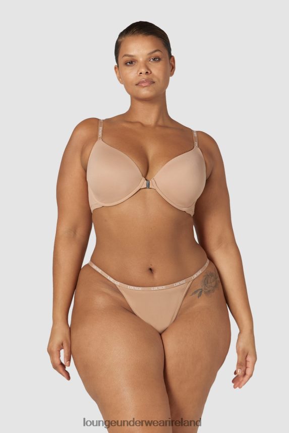 Lounge Underwear Women Smooth Front Fastening T-shirt Bra & Thong/Briefs Set F2H42Z148 Honey