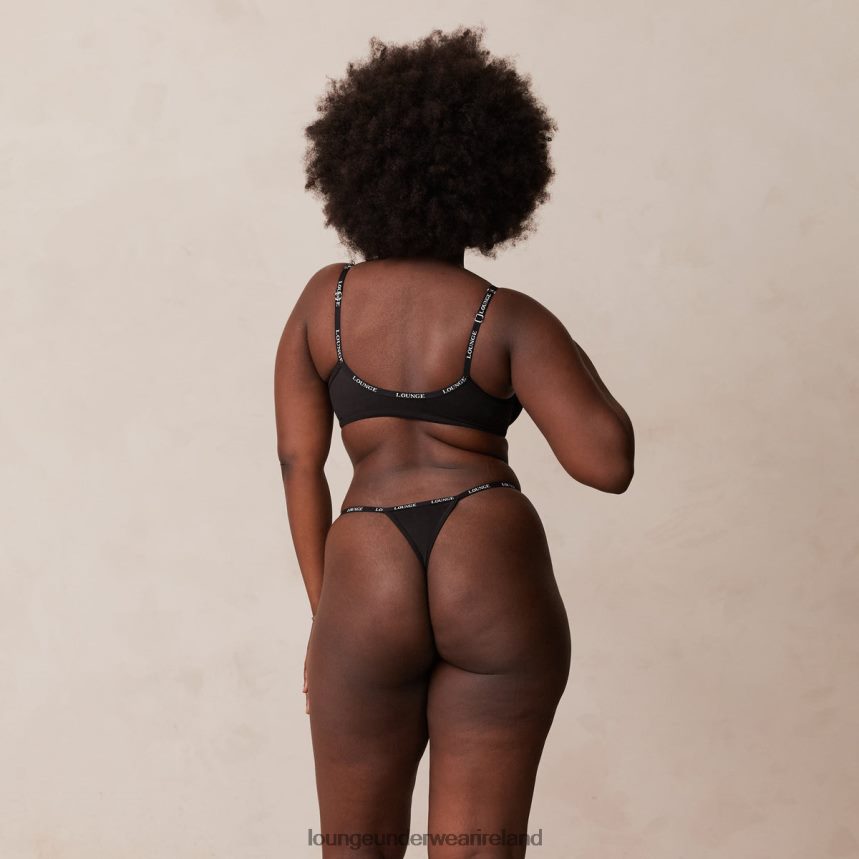 Lounge Underwear Women Smooth Front Fastening T-shirt Bra & Thong/Briefs Set F2H42Z155 Black