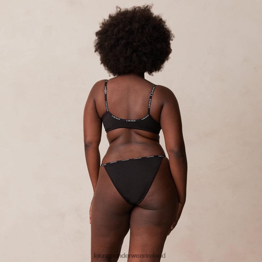 Lounge Underwear Women Smooth Front Fastening T-shirt Bra & Thong/Briefs Set F2H42Z155 Black