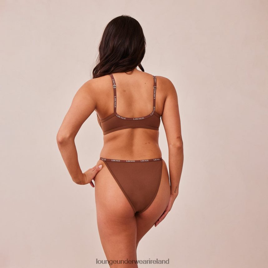 Lounge Underwear Women Smooth Front Fastening T-shirt Bra & Thong/Briefs Set F2H42Z157 Chestnut