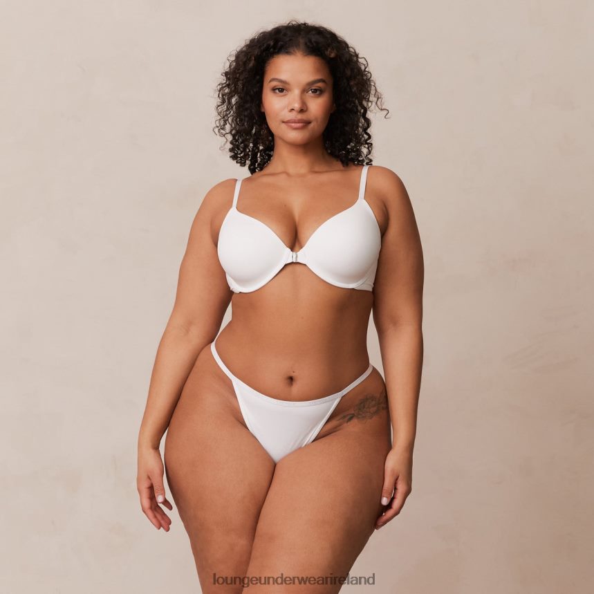 Lounge Underwear Women Smooth Front Fastening T-shirt Bra & Thong/Briefs Set F2H42Z164 White