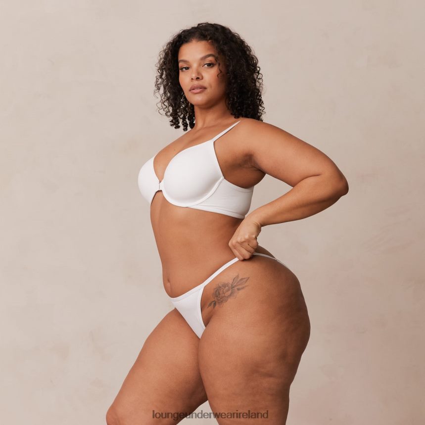 Lounge Underwear Women Smooth Front Fastening T-shirt Bra & Thong/Briefs Set F2H42Z164 White