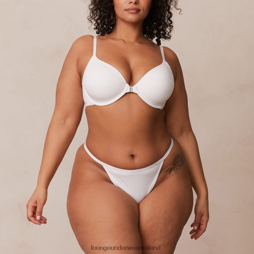 Lounge Underwear Women Smooth Front Fastening T-shirt Bra & Thong/Briefs Set F2H42Z164 White