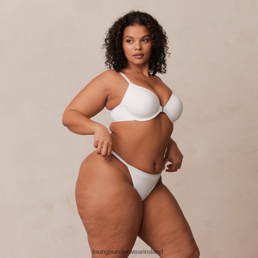 Lounge Underwear Women Smooth Front Fastening T-shirt Bra & Thong/Briefs Set F2H42Z164 White