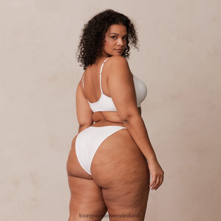 Lounge Underwear Women Smooth Front Fastening T-shirt Bra & Thong/Briefs Set F2H42Z164 White