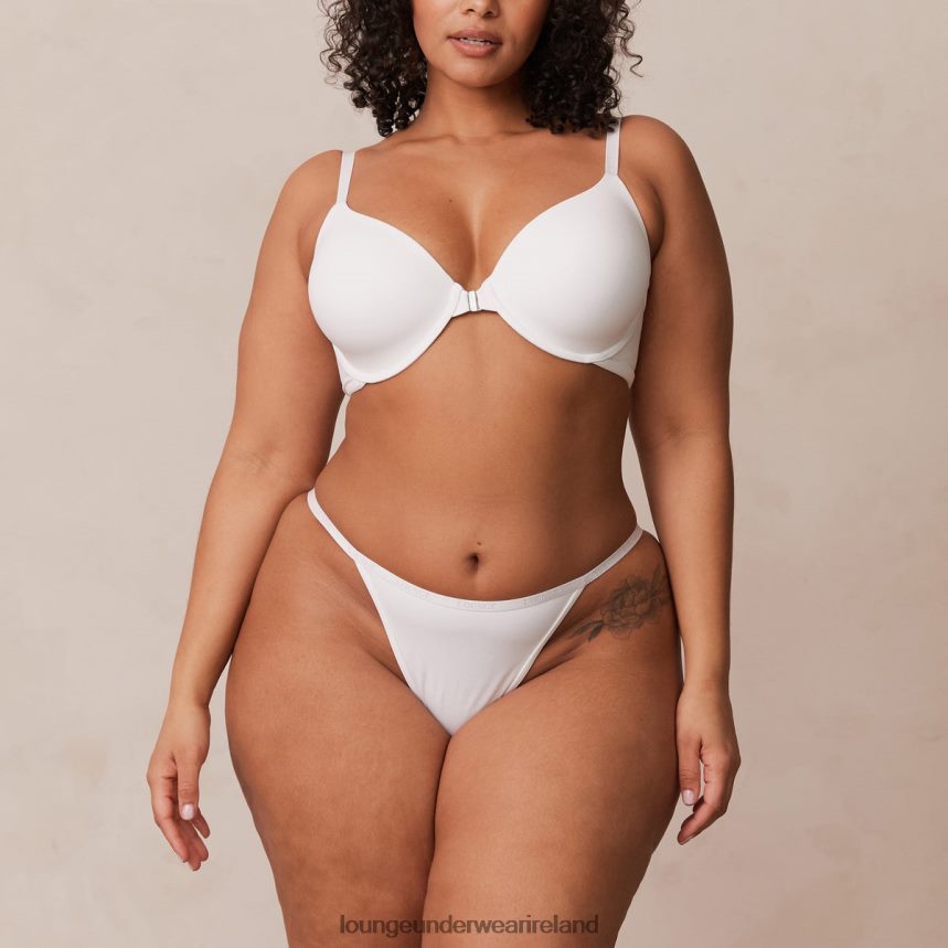 Lounge Underwear Women Smooth Front Fastening T-shirt Bra & Thong/Briefs Set F2H42Z164 White