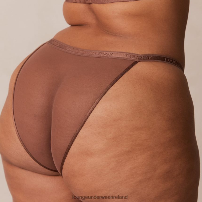 Lounge Underwear Women Smooth Mesh T-shirt Bra & Thong/Briefs Set F2H42Z122 Chestnut