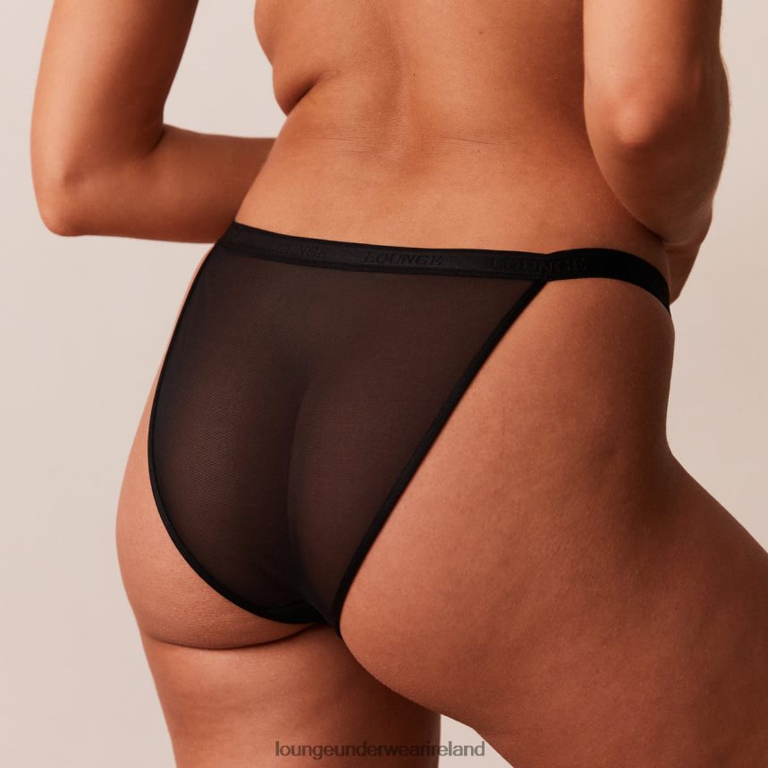 Lounge Underwear Women Smooth Mesh T-shirt Bra & Thong/Briefs Set F2H42Z128 Black