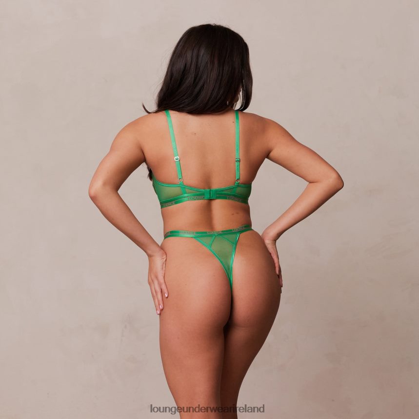 Lounge Underwear Women Two-tone Blossom Balcony Bra & Thong Set F2H42Z103 Green