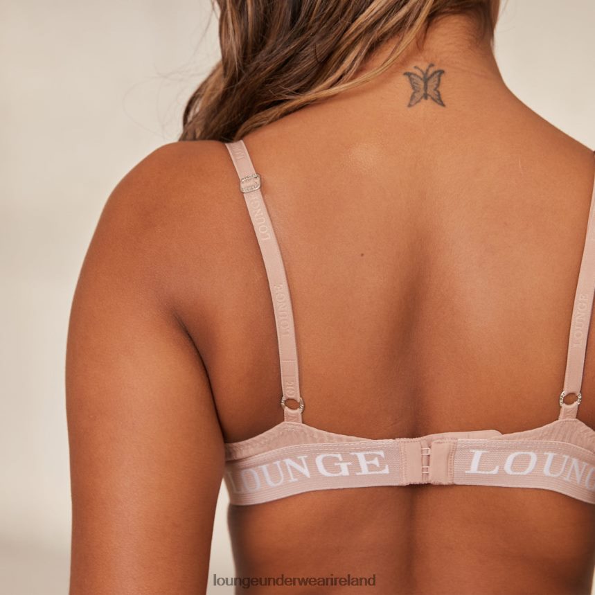 Lounge Underwear Women Ultra Comfort Ribbed T Shirt Bra & Thong Set F2H42Z77 Taupe