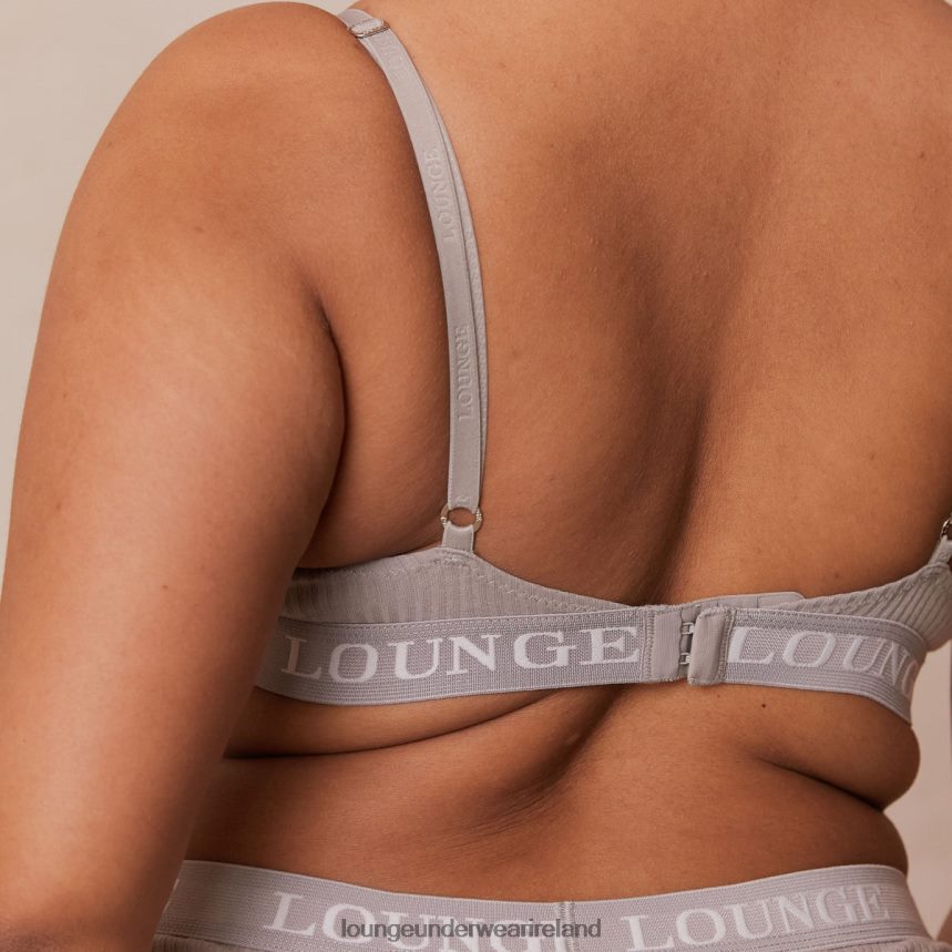 Lounge Underwear Women Ultra Comfort Ribbed T Shirt Bra & Thong Set F2H42Z81 Grey