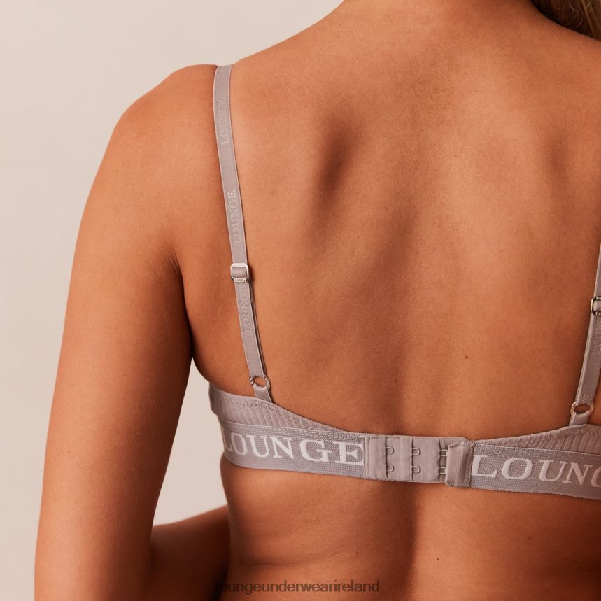 Lounge Underwear Women Ultra Comfort Ribbed T Shirt Bra & Thong Set F2H42Z81 Grey