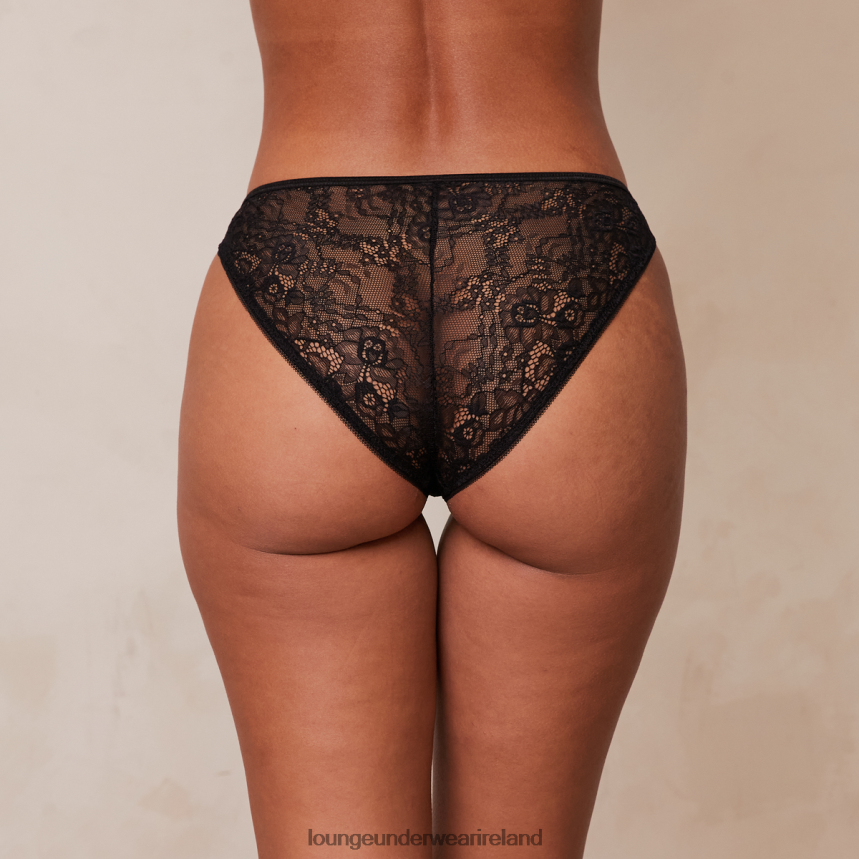Lounge Underwear Women Picot Edged Lace Cheeky Briefs F2H42Z772 Black
