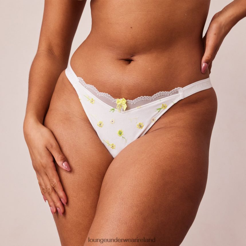 Lounge Underwear Women Ribbed Floral Triangle Briefs F2H42Z574 White