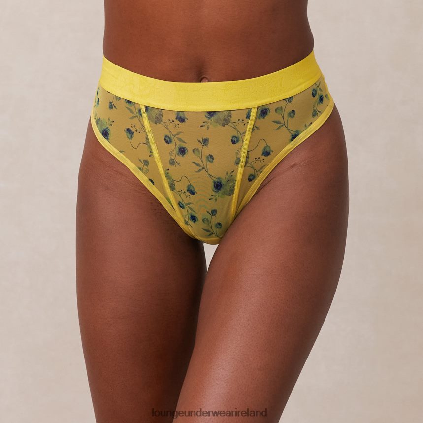 Lounge Underwear Women Floral Mesh Thong F2H42Z293 Yellow