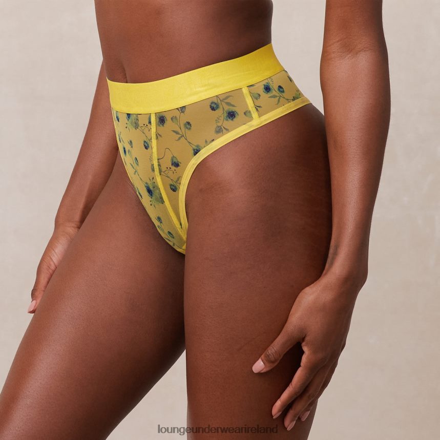 Lounge Underwear Women Floral Mesh Thong F2H42Z293 Yellow