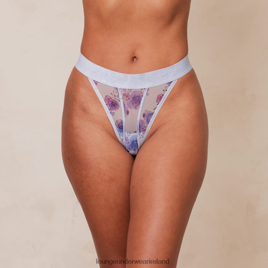 Lounge Underwear Women Floral Mesh Thong F2H42Z295 Blue