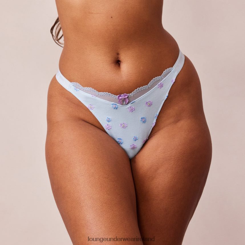 Lounge Underwear Women Ribbed Floral Triangle Thong F2H42Z471 Blue