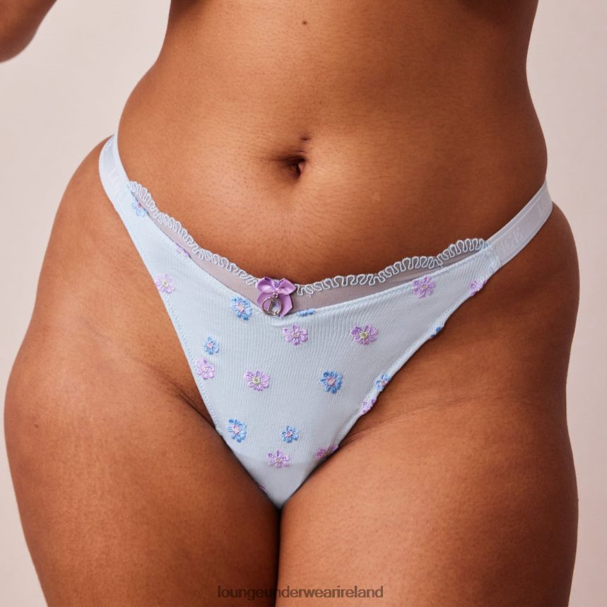 Lounge Underwear Women Ribbed Floral Triangle Thong F2H42Z471 Blue