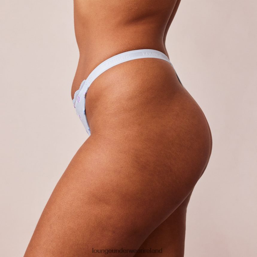 Lounge Underwear Women Ribbed Floral Triangle Thong F2H42Z471 Blue