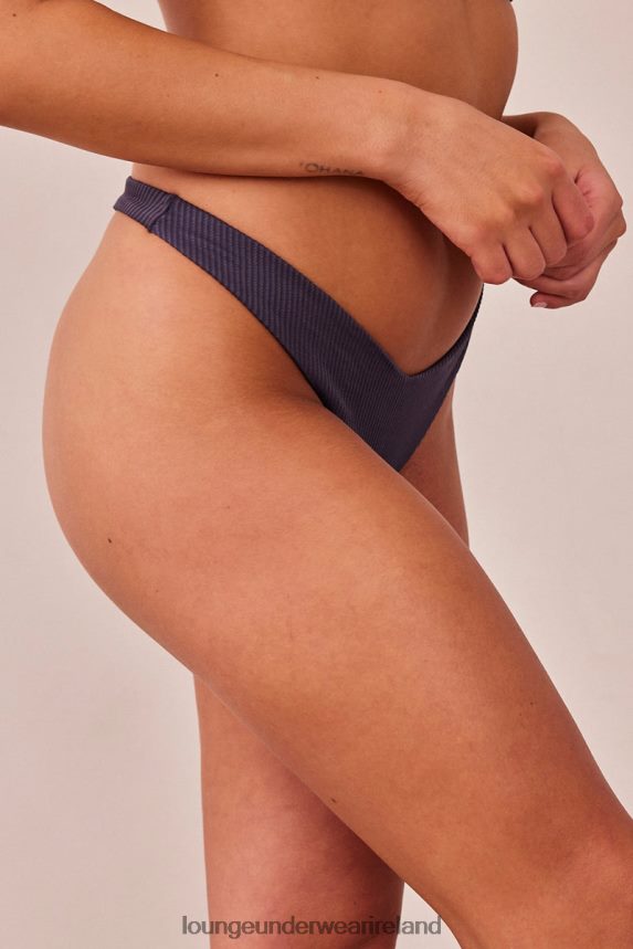 Lounge Underwear Women Ribbed Triangle Thong F2H42Z509 Charcoal Blue