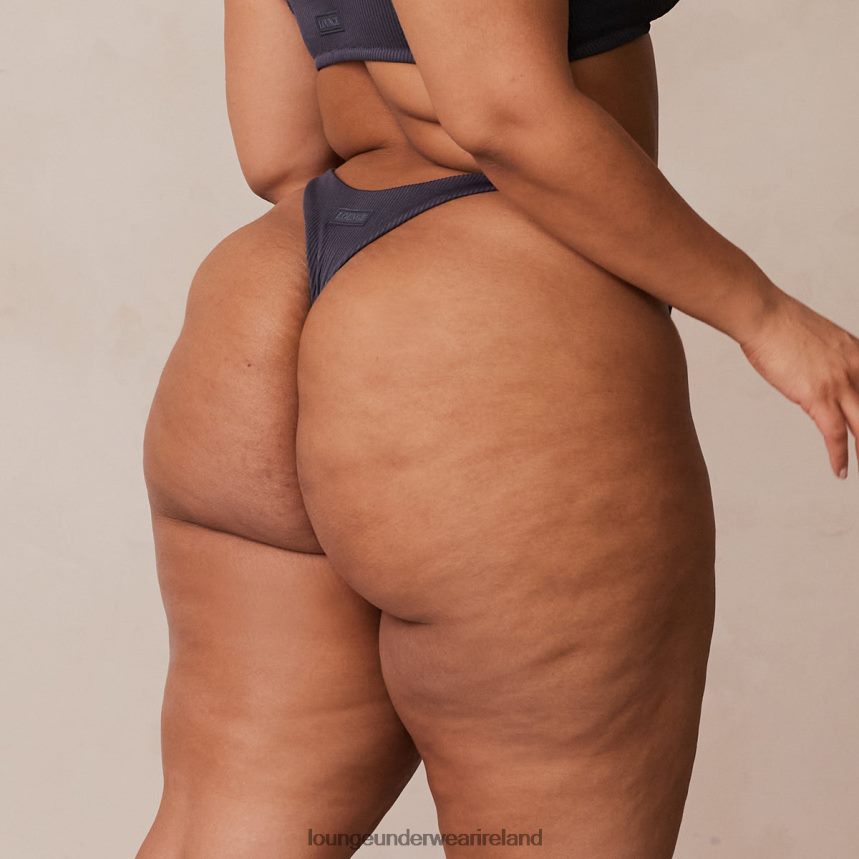 Lounge Underwear Women Ribbed Triangle Thong F2H42Z509 Charcoal Blue