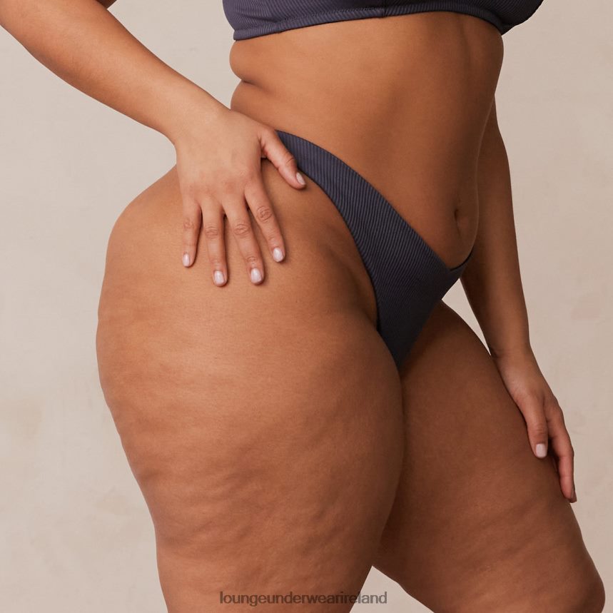 Lounge Underwear Women Ribbed Triangle Thong F2H42Z509 Charcoal Blue