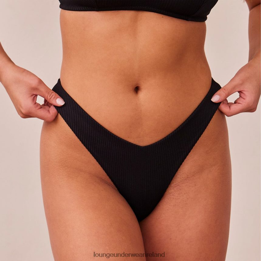 Lounge Underwear Women Ribbed Triangle Thong F2H42Z698 Black